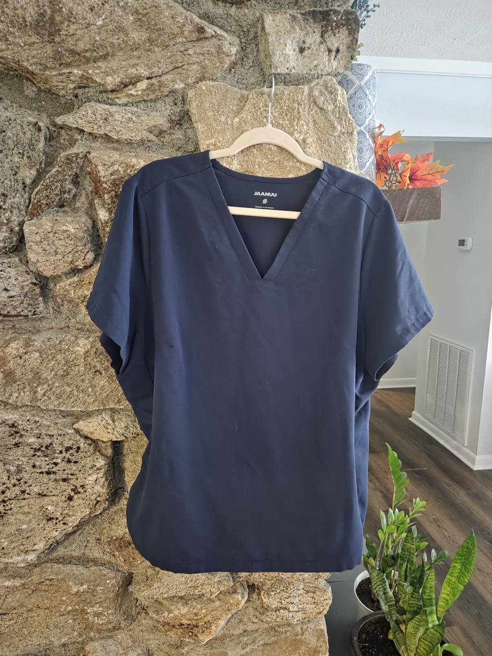 Jaanuu Navy V-Neck Short Sleeve Scrub Top